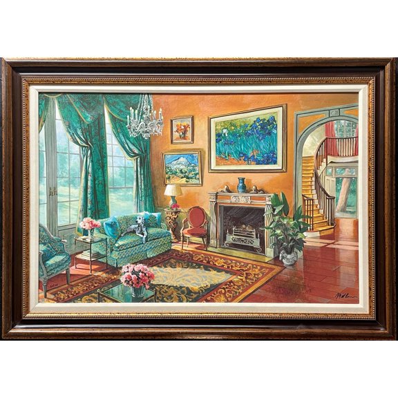 Anatoly Metlan "Interior with Irises" Framed Hand Signed Art -Homage to Van Gogh Generic