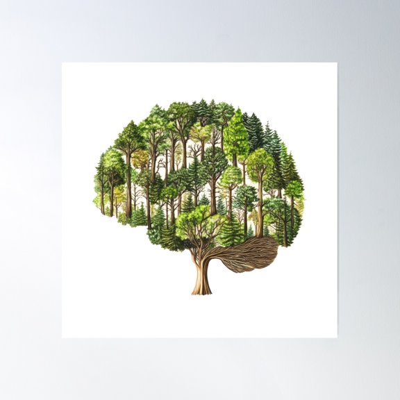 Anatomical Brain Poster Wall Art, Modern Wall Decor, 16x16 UNFRAMED