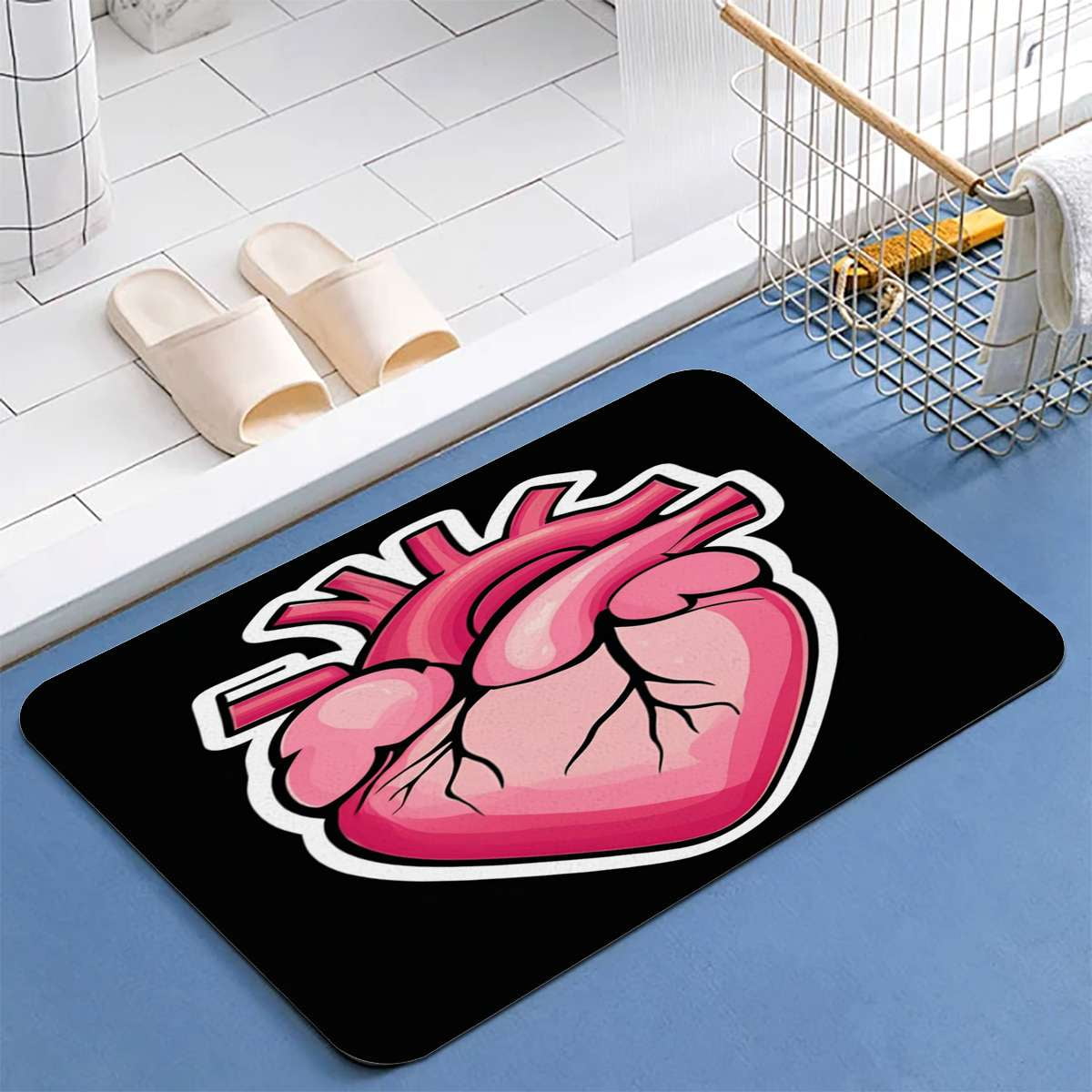 Anatomical Heart Art Diatomite Bath Mats Bathroom Absorbent Anti Slip ...