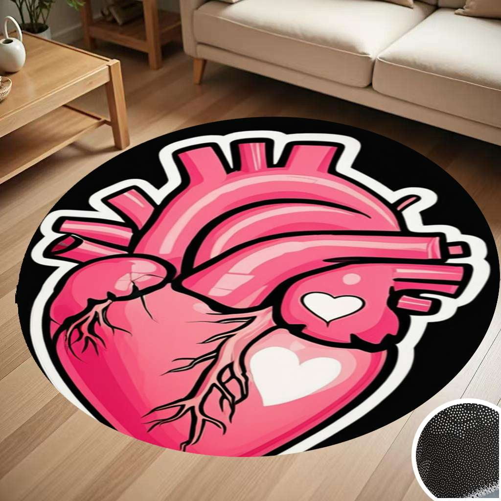 Anatomical Heart Art Round Carpet Living Room Bedroom Home Decoration ...