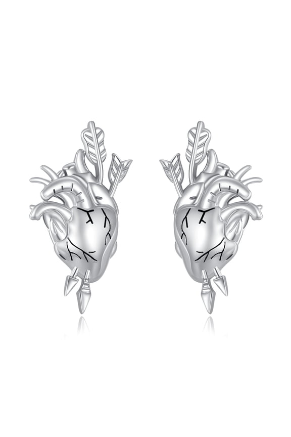 Anatomical Heart Earrings 925 Sterling Silver Realistic Heart Stud Earrings Goth Punk Anatomical Jewelry Birthday Gifts for Women Cardiologist