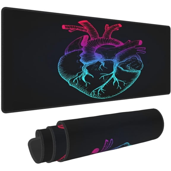 Anatomical Heart Mouse Pad, Medical Large Big Gaming Mouse Pad Desk Pad, Mousepad with Non-Slip Rubber Base, Extended XXL Mouse Mat for Computer Laptop Office Accessories, YG4EW9