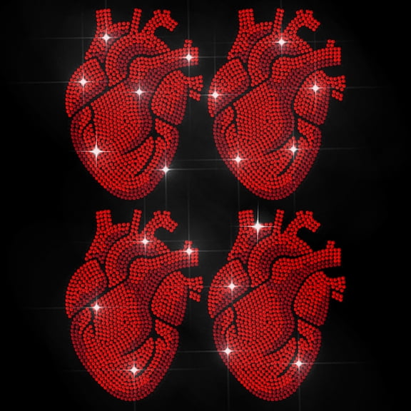 Anatomical Heart Pattern Rhinestone Iron on Hotfix Transfer Decal Human Organs Anatomy Bling Patch Clothing Repair Applique Clothing DIY Accessories