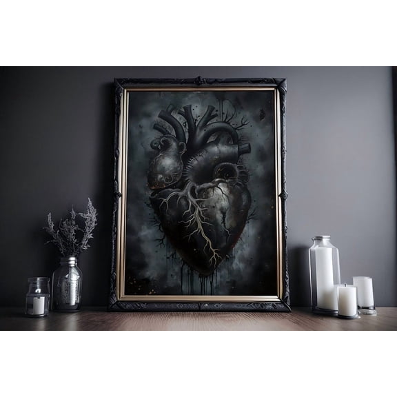 Anatomical Heart Poster Vintage Gothic Wall Art Dark Romantic Decor Print