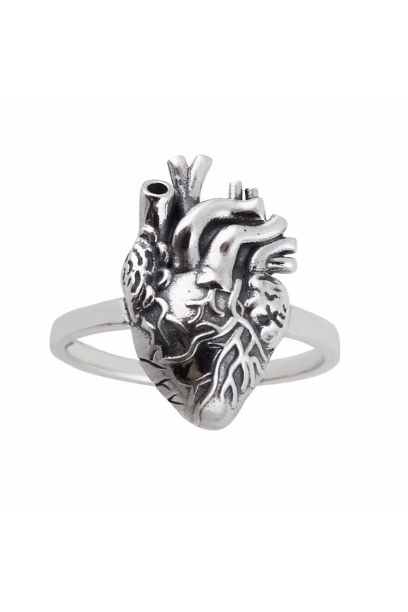 Anatomical Heart Ring - 925 Sterling Silver - Anatomically Real Lifelike Heart