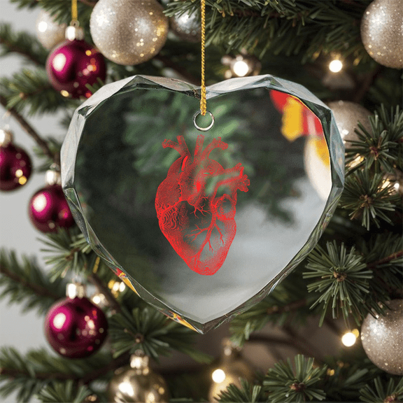 Anatomical Heart Spreading Love Valentine Ornament, Hanging Decor #14, Crystal Glass Ornament