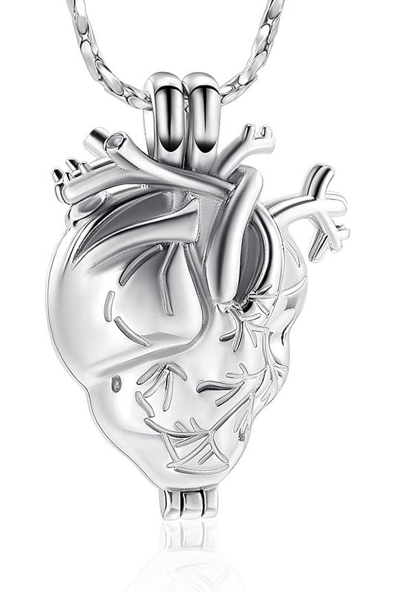 Anatomical Heart Urn Necklace for Ashes -Cremation Jewelry Pendant Necklace for Ashes Urn Keepsake Memorial Lockets