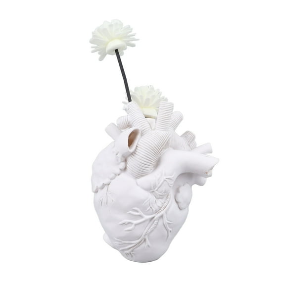 Anatomical Heart Vases Resin Sculpture Heart Shaped Art Flower Vases Desktop Home Decoration for Living Room
