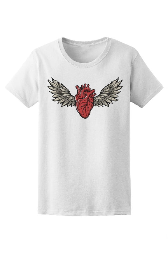 Anatomical Heart Wings Tattoo T-Shirt Women -Image by Shutterstock, Female x-Large