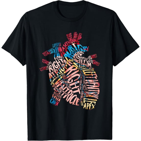 Anatomical Human Heart Cardiology Medical Cardiac Nurse T-Shirt