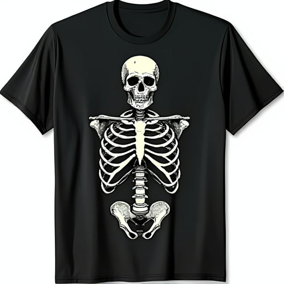 Anatomical Skeleton Graphic Black T-Shirt Detailed Human Design
