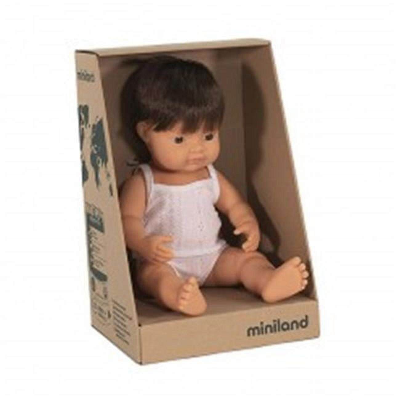 Miniland Baby Doll - Caucasian Brunette Boy 38cm Miniland Baby Doll - Caucasian Brunette Boy 38cm