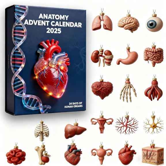 Anatomy Advent Calendar 2025 With Human Organ Miniatures And Acrylic Material For Science Lovers And Christmas Countdown 10X8X2In 1.3Lb