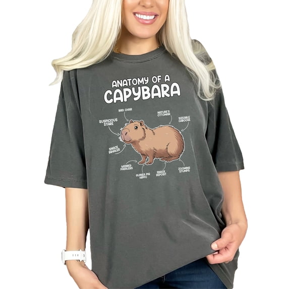Anatomy of a Capybara T-Shirt, Cute Capybara Graphic Tee, Animal Lover Shirt, Funny Capybara Illustration Top, Capybara Gift Idea, Pepper Comfort Colors T-Shirt, Medium
