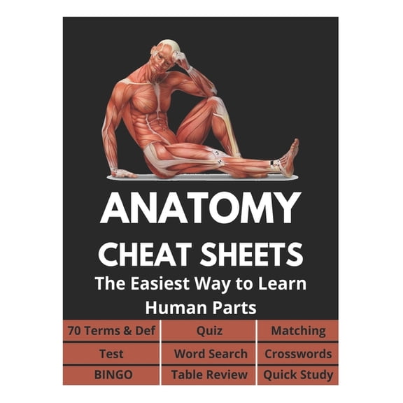 Anatomy Cheat Sheets - 70 Terms & Def, Quiz, Matching, Test, Word Search, Crosswords, Bingo, Table Review, Quick Study