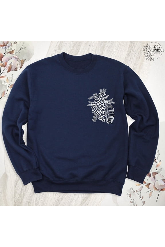 Anatomy Heart Sweatshirt Hoodie, Cardiology Student Sweatshirt, Nursing Long Sleeve, Anatomical Heart Sweater, Medical Teacher Sweatshirt, Full size S-5XL