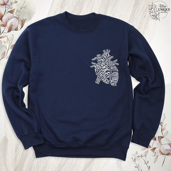 Anatomy Heart Sweatshirt Hoodie, Cardiology Student Sweatshirt, Nursing Long Sleeve, Anatomical Heart Sweater, Medical Teacher Sweatshirt, Full size S-5XL