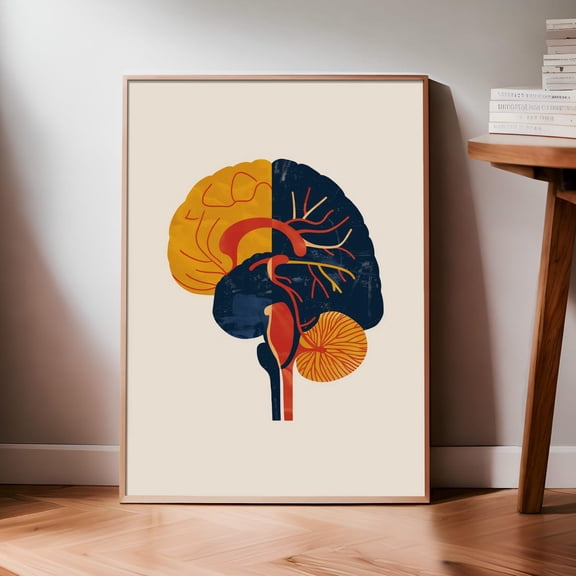 Anatomy Human Brain Abstract Educational Medical Science Graphic Art, Unframed Poster