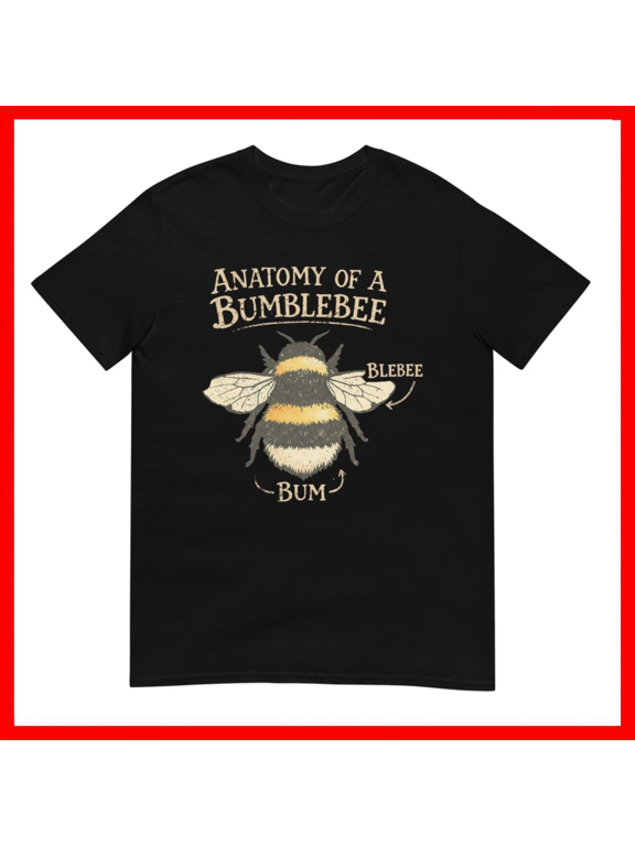 Anatomy Of A Bumblebee Vintage Style Bee Illustration Unisex T-Shirt Size S-5XL