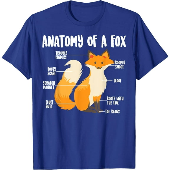 Anatomy Of A Fox Cute Sweet Carnivore Funny Animal Gift Unisex T-Shirt for Men Women Kids,Royal Blue Color,Size 3T