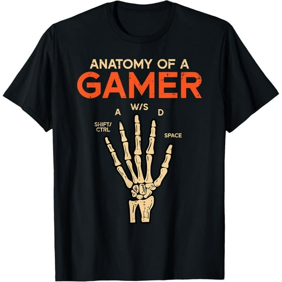 Anatomy Of A Gamer Skeleton Hand Funny Men Boys Kids Teens T-Shirt