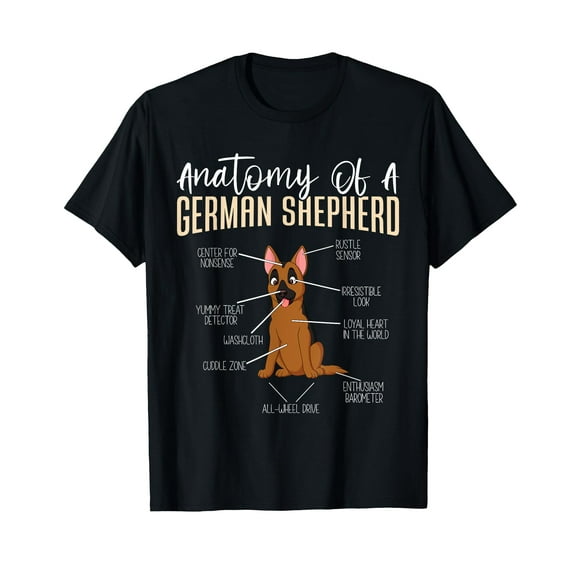 Anatomy Of A German Shepherd T-Shirt for Men Cotton 100% Summer Tops Womens Graphic T Shirt