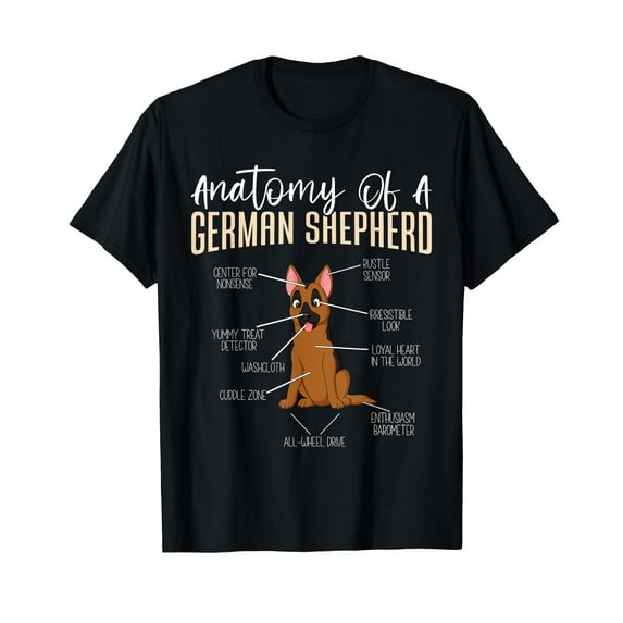 Anatomy Of A German Shepherd T-Shirt for Men Cotton 100% Summer Tops Womens Graphic T Shirt