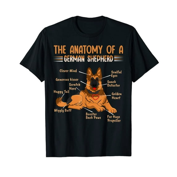 Anatomy Of A German Shepherd T-Shirt for Men Cotton 100% Summer Tops Womens Graphic T Shirt