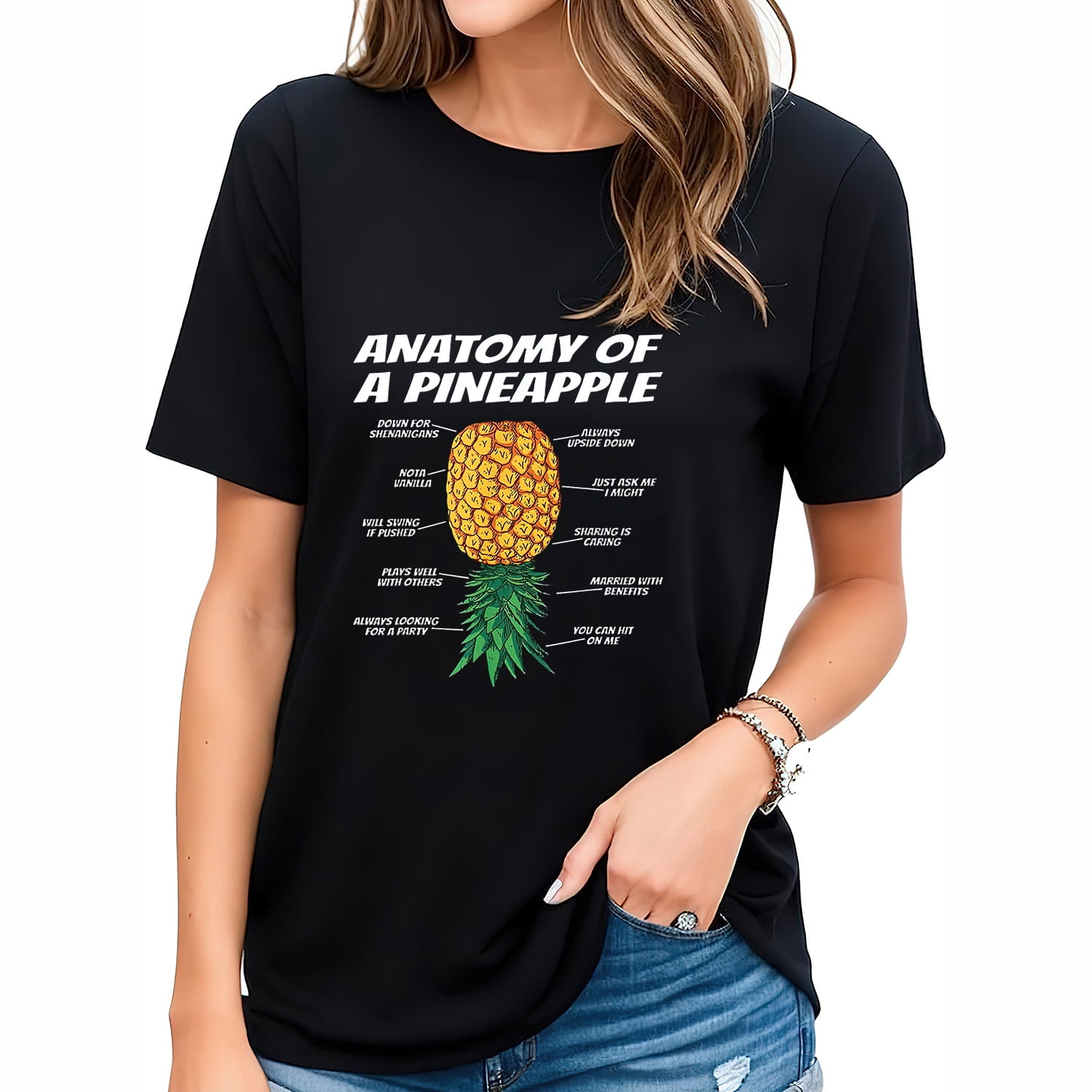 Anatomy Of A Pineapple Upside Down Pineapple Swinger TShirt