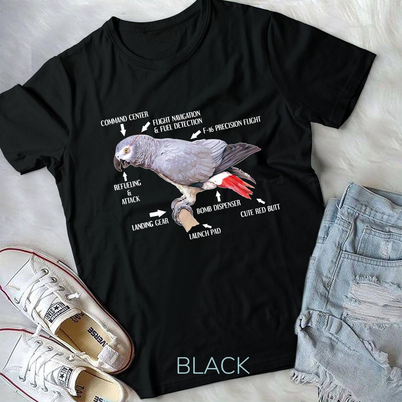 Anatomy Of An African Grey Parrot TShirt Funny Bird Gift Unisex T