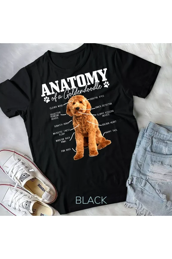 Anatomy Of Goldendoodle, Funny and Cute Doodle Dog Mom or Dad Gift New Unisex T-Shirt