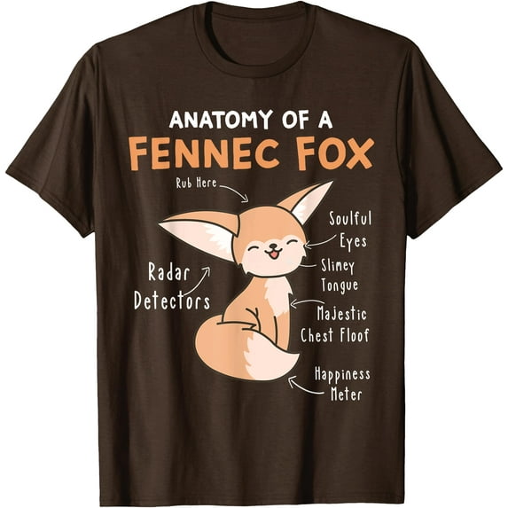 Anatomy Of a Fennec Fox Cute Fennec Fox Lover Gift Unisex T-Shirt for Men Women Kids,Dark Chocolate Color,Size M