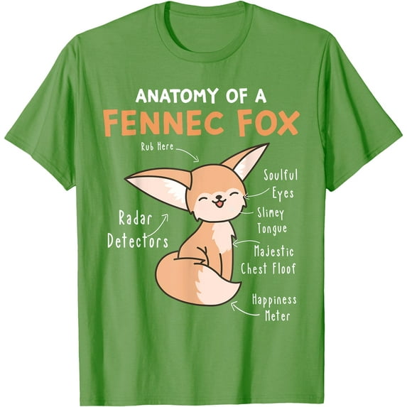 Anatomy Of a Fennec Fox Cute Fennec Fox Lover Gift Unisex T-Shirt for Men Women Kids,Lime Color,Size XL