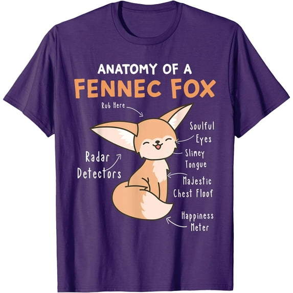 Anatomy Of a Fennec Fox Cute Fennec Fox Lover Gift Unisex T-Shirt for Men Women Kids,Purple Color,Size YS