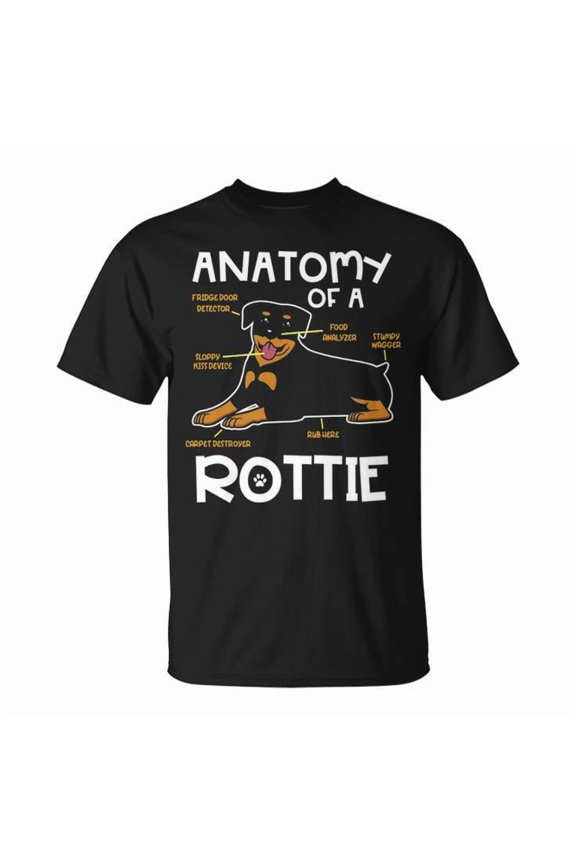 Anatomy of a Rottie Rottweiler Graphic Tee – Unisex Adult Cotton T-Shirt with Dog Lover Design – Casual Comfortable Top for Rottweiler Fans or Gift Idea, Size S, Color Black