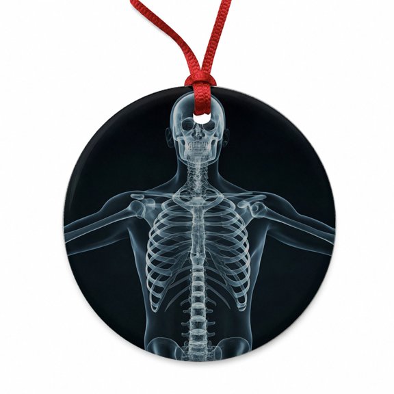 Anatomy Skeleton Xray Science Christmas Tree Holiday Round Ceramic Ornament