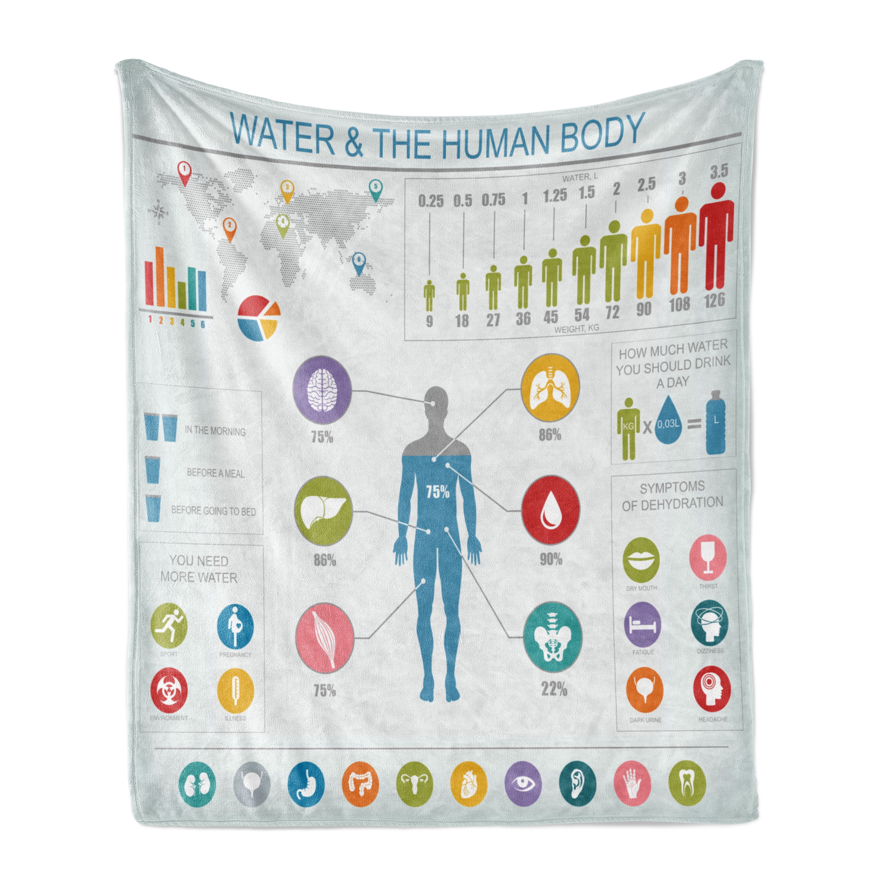 Human Body Rug Anatomy Soft Flannel Fleece Throw Blanket, Composition with Human Body ...