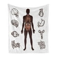 thumbnail image 1 of Anatomy Soft Flannel Fleece Throw Blanket, Human Body with Internal Organs Sketch Health Biology Man Physiology, Cozy Plush for Indoor and Outdoor Use, 70" x 90", Dark Brown White, by Ambesonne, 1 of 5