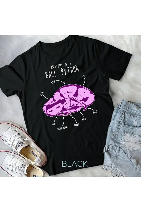 Anatomy of a Ball Python, Funny Pet Reptile and Snake Lover Themed Unisex T-Shirt