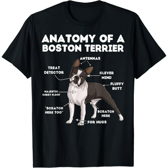 t-shirt Anatomy of a Boston Terrier T-Shirt mens，black，women，funny，journey，Crew Neck, Short Sleeve,printing