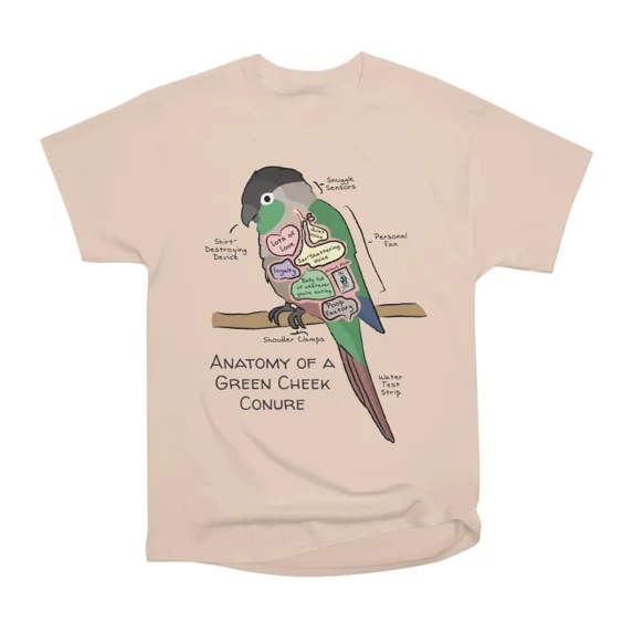Anatomy of a Green Cheek Conure TShirt Tee Gift For Him Merch For Her ...