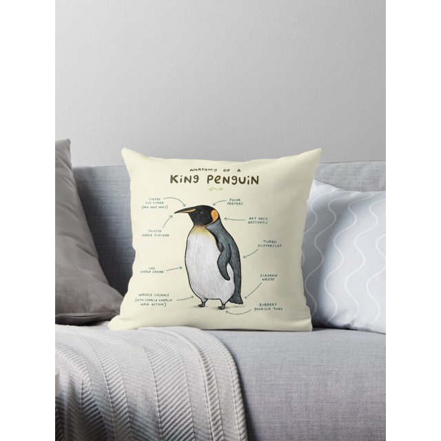 Anatomy of a King Penguin Throw Pillow Covers Cases Cushion Cover Case