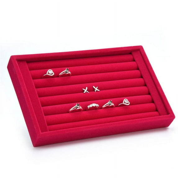 Anauto Velvet Jewelry Tray Organizer Box Earring Ring Display Tray Holder Cufflinks Storage Showcase