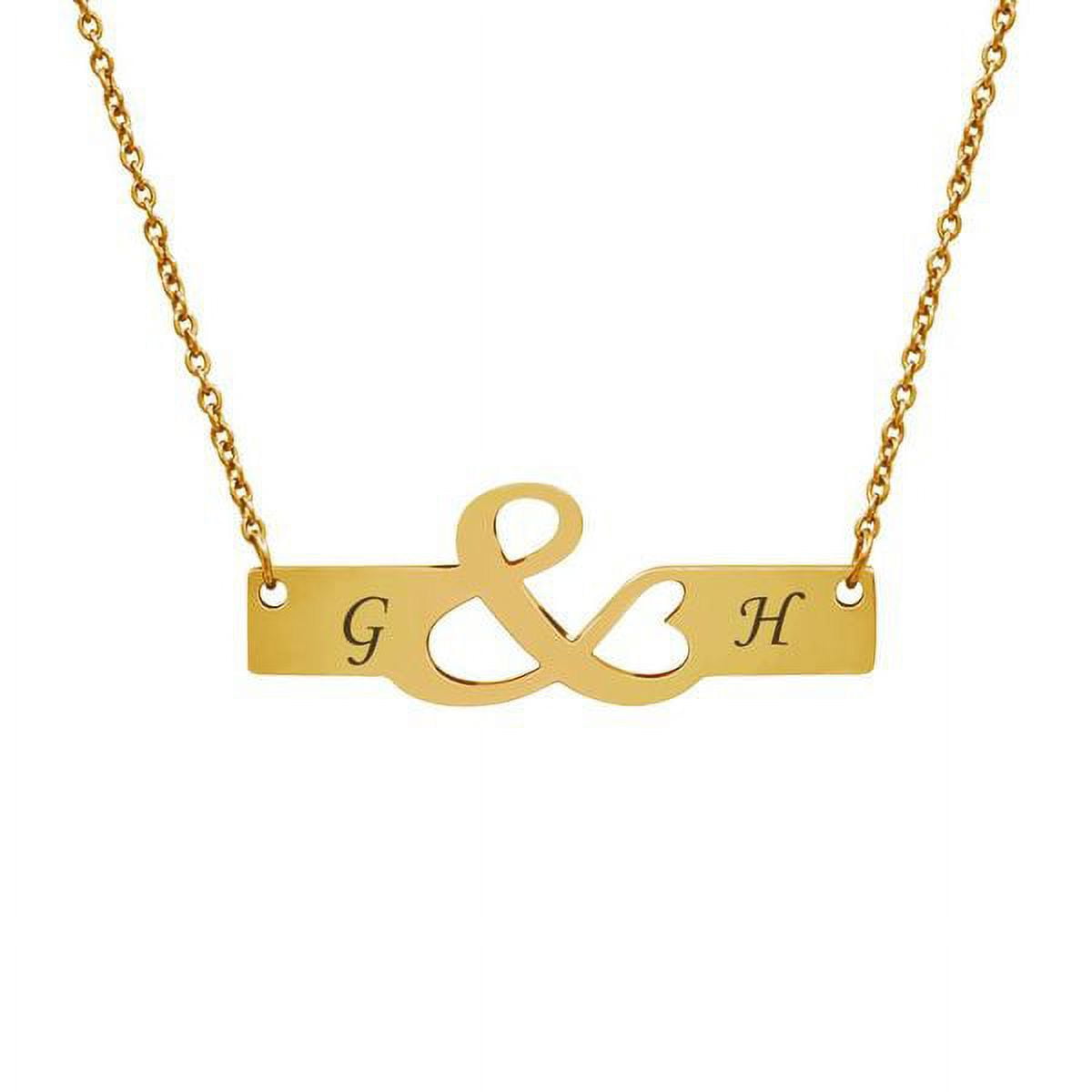 Anavai Personalized Gold Couple's Gift for Mom Wife Initial Bar Necklace Bar Stainless Steel Custom Made Engravable Couples Name Necklace Mother's Day Gift for Free Gift Box Ships Next Day