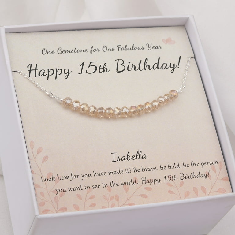 Anavia 15th Birthday Gift for Girl, 925 Sterling Silver 15 Beads Necklace with Card Gift for 15 Year Old Girl, Quinceanera Gifts for Girls -[Add A