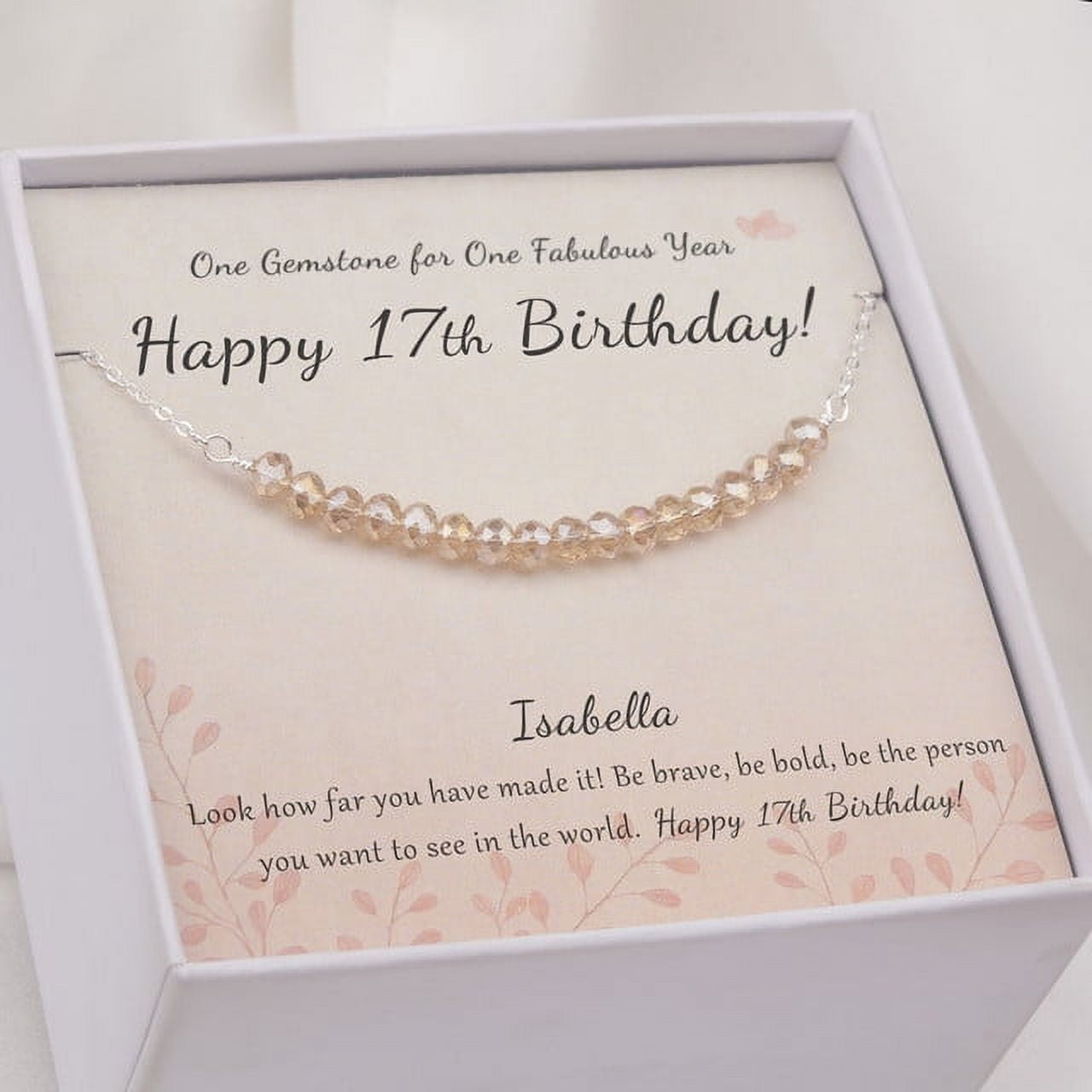 Anavia 17th Birthday Gifts for Girls, Custom 925 Sterling Silver 17 Beads Necklace Gift for 17 Year Old Girl, 17th Birthday Gift Ideas for Daughter -[Custom Card]