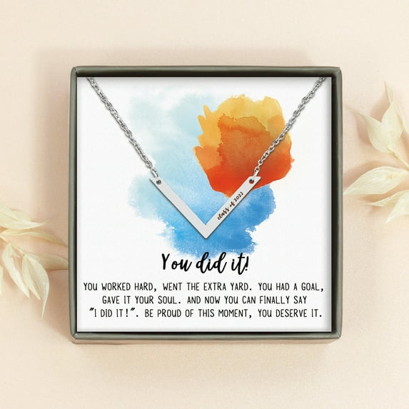 Anavia 2021 Graduation Gift for Her - High School | College Graduation Gift for Girls - Class of 2021 Graduation Gift for Friend - Stainless Steel Engraved Necklace Jewelry