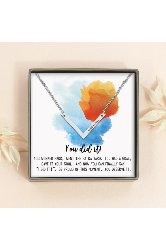 2021 Graduation Gift for Her - High School | College Graduation Gift for Girls - Class of 2021 Graduation Gift for Friend - Stainless Steel Engraved Necklace Jewelry