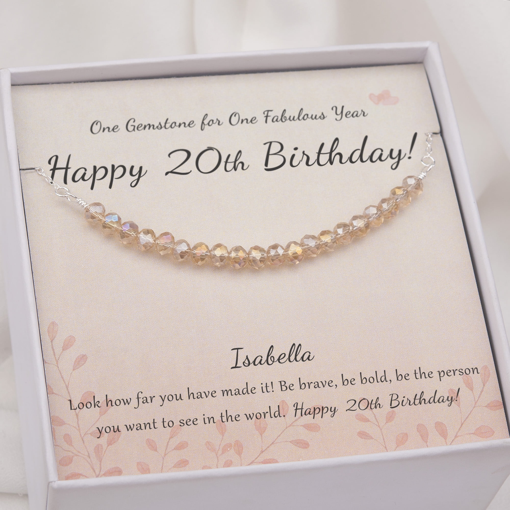 Anavia 20th Birthday Gift Necklace for Her, 925 Sterling Silver 20 Beads Necklace for 20 Year Old Women, Gift for Best Friend 20 Birthday -[Custom Card]