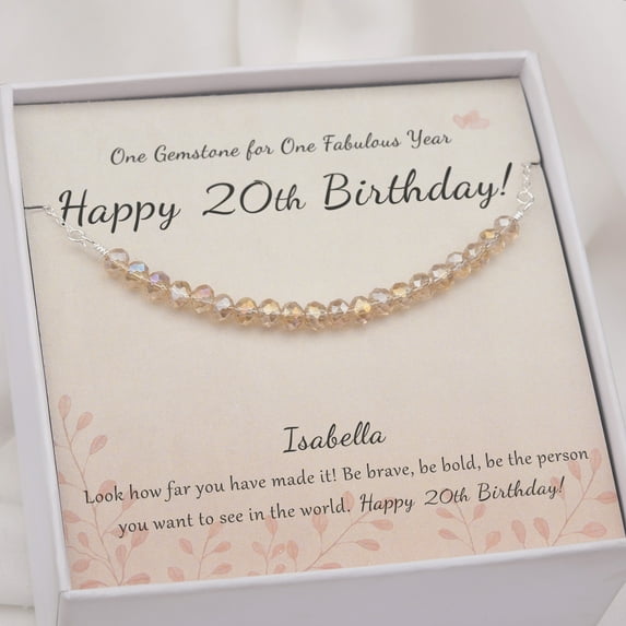 Anavia 20th Birthday Gift Necklace for Her, 925 Sterling Silver 20 Beads Necklace for 20 Year Old Women, Gift for Best Friend 20 Birthday